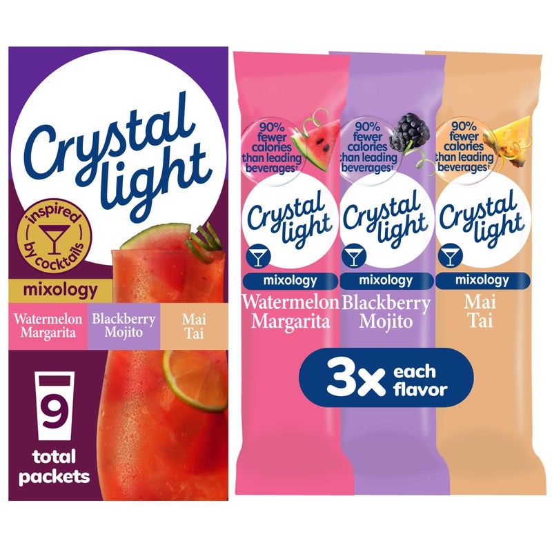 Crystal Light Mixology Variety Pack Powdered Drink Mix, 9 single serve packets per Box - Image 1